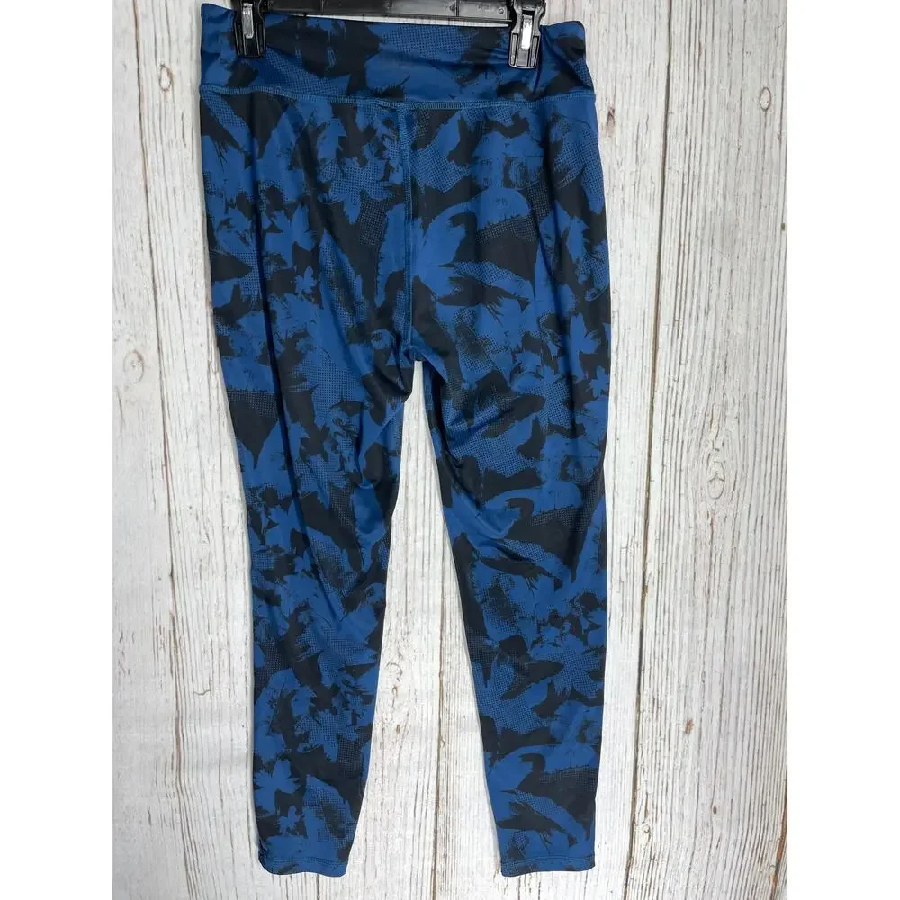 Everlast Leggings Women Size L Blue Pull On Athleisure All Over Floral Pint - Picture 2 of 5